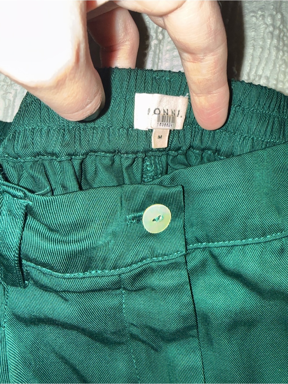 DONNI. Emerald Green Elastic Waist Trousers - Picture 2 of 7